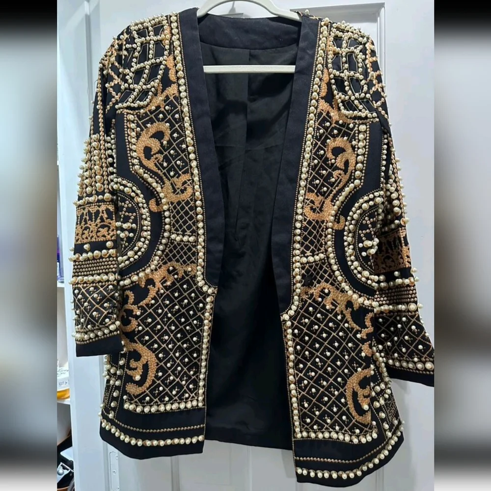 Blazer For Women V Neck Long Sleeve Flares Colorblock Blazer… - Picture 16 of 16